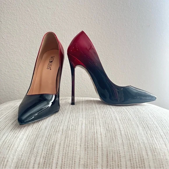 Ombre Black and Red Stiletto Heels - Picture 7 of 7